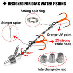 Firebomb Soft Swimbait Rolling Swivel Flame Stinger Rig Kit